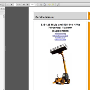 Jcb 535-125 HiViz and 535-140 HiViz Personnel Platform Supplement Service Repair Manual - PDF Download