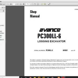 KOMATSU PC300LL-6 LOGGING EXCAVATOR SERVICE SHOP REPAIR MANUAL - PDF Download