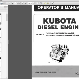 KUBOTA Diesel Engine D1503-M-E D1703-M-E D1803-M-E V2003-M-E V2203M-E V2003-M-T-E Operator Manual - PDF DOWNLOAD