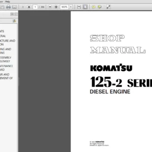 Komatsu 125-2 Series Diesel Engine Shop Manual - PDF DOWNLOAD