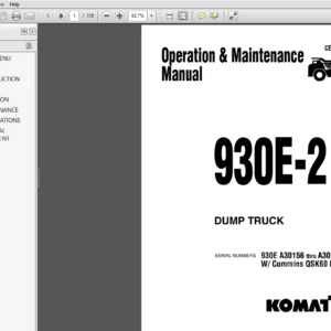 Komatsu 930E-2 Dump Truck Operation & Maintenance Manual - PDF Download