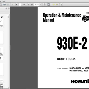 Komatsu 930E-2 Dump Truck Operation & Maintenance Manual 930E A30181 thru A30223 W/ MTU / DDC / 4000 Engine - PDF Download