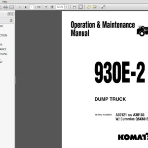 Komatsu 930E-2 Dump Truck Operation & Maintenance Manual SERIAL NUMBERS A30121 thru A30155 W/Cummins 08K60 Engine - PDF Download