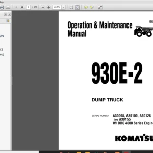 Komatsu 930e-2 Dump Truck Operation & Maintenance Manual A30098, A30100, A30128 thru A30155/W/000/4000 Series Engine