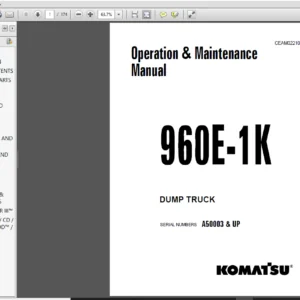Komatsu 960E-1K Dump Truck Operation & Maintenance Manual Serial Number: A50003 & UP - PDF Download