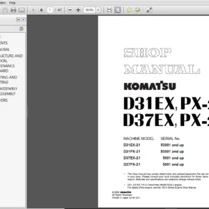 Komatsu D31EX-21, D31PX-21, D37EX-21, D37PX-21 Bulldozer Workshop Service Repair Manual - PDF DOWNLOAD