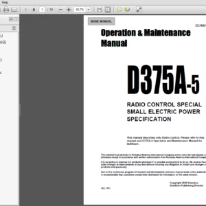 Komatsu D375A-5 RADIO CONTROL SPECIAL SMALL ELECTRIC POWER SPECIFICATION Operation & Maintenance Manual - PDF Download