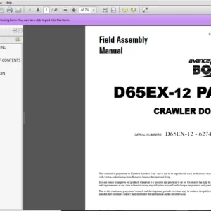 Komatsu D65EX-12 PAT Crawler Dozer Field Assembly Manual - PDF Download