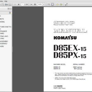 Komatsu D85EX-15, D85PX-15 Bulldozer Shop Manual - PDF DOWNLOAD