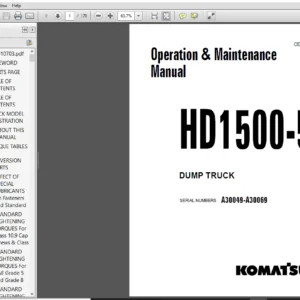 Komatsu HD1500-5 Dump Truck Operation & Maintenance Manual SERIAL NUMBERS A30049-A30069 - PDF Download