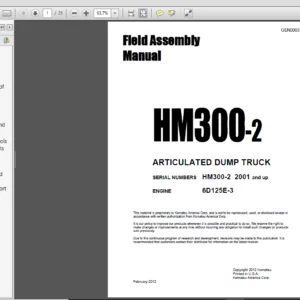 Komatsu HM300-2 Articulated Dump Truck Field Assembly Instruction Manual - PDF Download