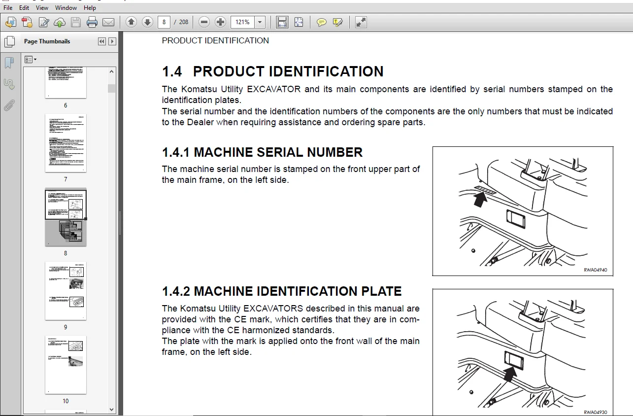 Komatsu PC12R-8 PC12R-8 HS PC15R-8 PC15R-8 HS Hydraulic Excavator Operation & Maintenance Manual - PDF Download - Image 3