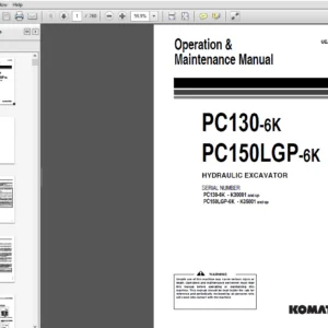 Komatsu PC130-6K PC150LGP-6K HYDRAULIC EXCAVATOR Operation & Maintenance Manual - PDF Download