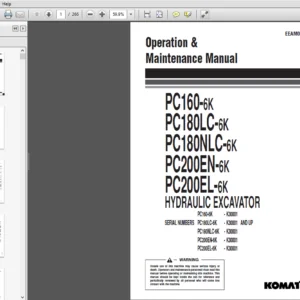 Komatsu PC160-6K PC180LC-6K PC180NLC-6K PC200EN-6K PC200EL-6K HYDRAULIC EXCAVATOR Operation & Maintenance Manual - PDF Download