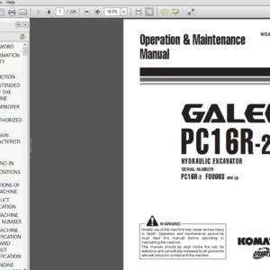 Komatsu PC16R-2 Galeo Hydraulic Excavator Operation & Maintenance Manual (F00003 and up) - DOWNLOAD