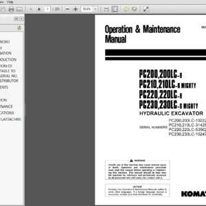 Komatsu PC200LC,PC210LC,PC220LC,PC230LC-6 Mighty Hydraulic Excavator Operation & Maintenance Manual - PDF Download