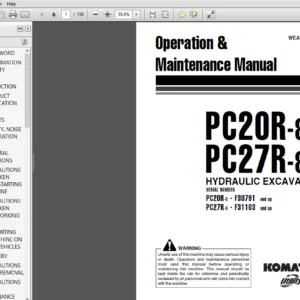 Komatsu PC20R-8, PC27R-8 Hydraulic Excavator Operation & Maintenance Manual - PDF DOWNLOAD