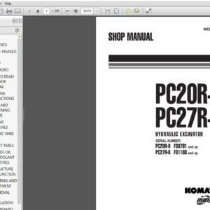 Komatsu PC20R-8, PC27R-8 Hydraulic Excavator Shop Manual - PDF DOWNLOAD