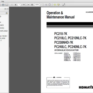 Komatsu PC210-7K PC210LC, PC210NLC-7K PC230NHD-7K PC240LC , PC240NLC-7K Operation & Maintenance Manual - PDF Download