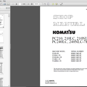 Komatsu PC210-7K, PC210LC, PC210NLC-7K, PC230NHD-7K, PC240LC, PC240NLC-7K Hydraulic Excavator Shop Manual - PDF DOWNLOAD