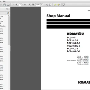 Komatsu PC210-8, PC210LC-8, PC210NLC-8, PC230NHD-8, PC240LC-8, PC240NLC-8 Hydraulic Excavator Shop Manual - PDF DOWNLOAD