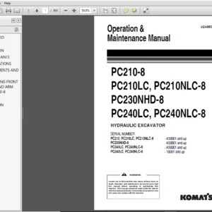 Komatsu PC210-8 PC210LC, PC210NLC-8 PC230NHD-8 PC240LC, PC240NLC-8 Hydraulic Excavator Operation & Maintenance Manual - PDF Download