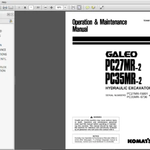 Komatsu PC27MR-2, PC35MR-2 Galeo Hydraulic Excavator Operation & Maintenance Manual - PDF Download