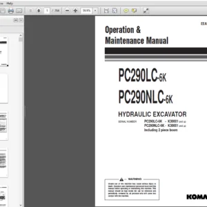 Komatsu PC290LC-6K PC290NLC-6K HYDRAULIC EXCAVATOR Operation & Maintenance Manual - PDF Download