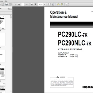 Komatsu PC290LC-7K, PC290NLC-7K Hydraulic Excavator Operation & Maintenance Manual