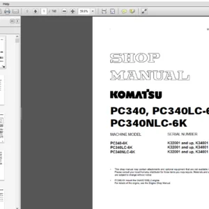Komatsu PC340-6K, PC340LC-6K, PC340NLC-6K Hydraulic Excavator Shop Manual - PDF DOWNLOAD