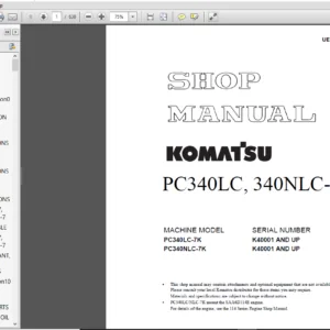 Komatsu PC340LC-7K, PC340NLC-7K Hydraulic Excavator Shop Manual (K40001 and up) - PDF DOWNLOAD