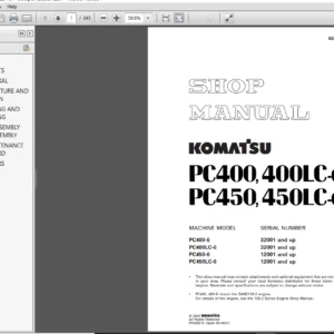 Komatsu PC400-6, PC400LC-6, PC450-6, PC450LC-6 Hydraulic Excavator Shop Manual - PDF DOWNLOAD