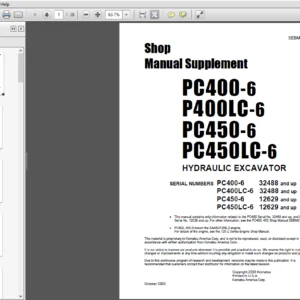 Komatsu PC400-6, PC400LC-6, PC450-6, PC450LC-6 Hydraulic Excavator Supplement  Service Manual - PDF Download