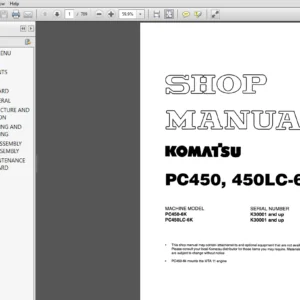 Komatsu PC450-6K, PC450LC-6K Hydraulic Excavator Shop Manual