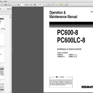 Komatsu PC600-8, PC600LC-8 Hydraulic Excavator Operation & Maintenance Manual (K50001 and up) - PDF DOWNLOAD