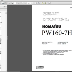 Komatsu PW160-7H Hydraulic Excavator Shop Manual (H50051 and up) - PDF DOWNLOAD