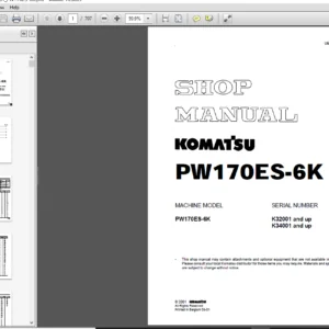 Komatsu PW170ES-6K Hydraulic Excavator Shop Manual - PDF DOWNLOAD