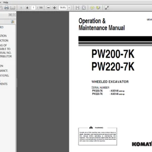 Komatsu PW200-7K PW220-7K Wheeled Excavator Operation & Maintenance Manual - PDF Download