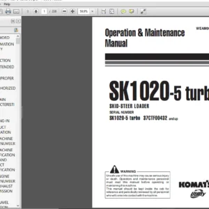 Komatsu SK1020-5 turbo Skid-Steer Loader Operation & Maintenance Manual - PDF DOWNLOAD