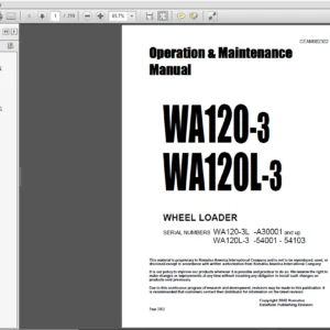 Komatsu WA120-3 WA120L-3 Wheel Loader Operation & Maintenance Manual - PDF Download
