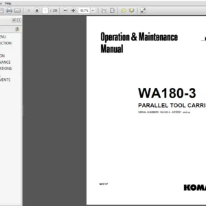 Komatsu WA180-3 PARALLEL TOOL CARRIER Operation & Maintenance Manual - PDF Download