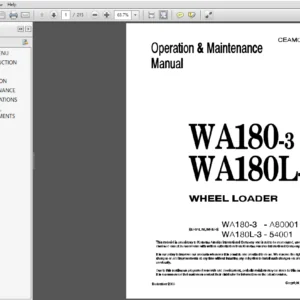 Komatsu WA180-3 WA180L-3 Wheel Loader Operation & Maintenance Manual - PDF Download