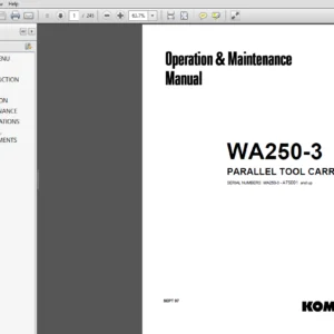 Komatsu WA250-3 PARALLEL TOOL CARRIER Operation & Maintenance Manual - PDF Download