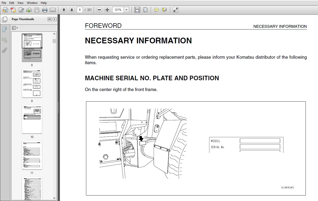 Komatsu WA320-5H Wheel Loader Operation & Maintenance Manual - PDF Download - Image 3