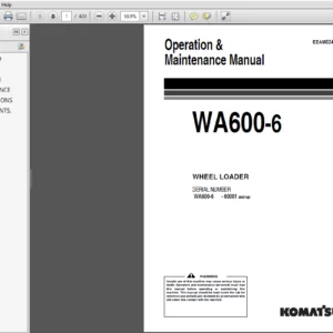 Komatsu WA600-6 Wheel Loader Operation & Maintenance Manual (60001 and up) - PDF DOWNLOAD