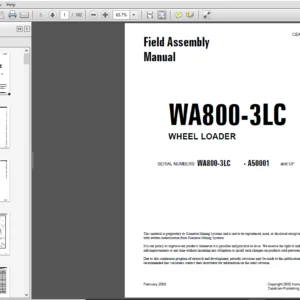 Komatsu WA800-3LC WHEEL LOADER Field Assembly Manual - PDF Download