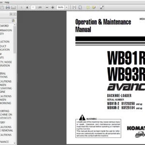 Komatsu WB91R-2, WB93R-2 avance Backhoe Loader Operation & Maintenance Manual - PDF DOWNLOAD