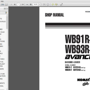 Komatsu WB91R-2, WB93R-2 avance Backhoe Loader Service Repair  Manual - PDF Download