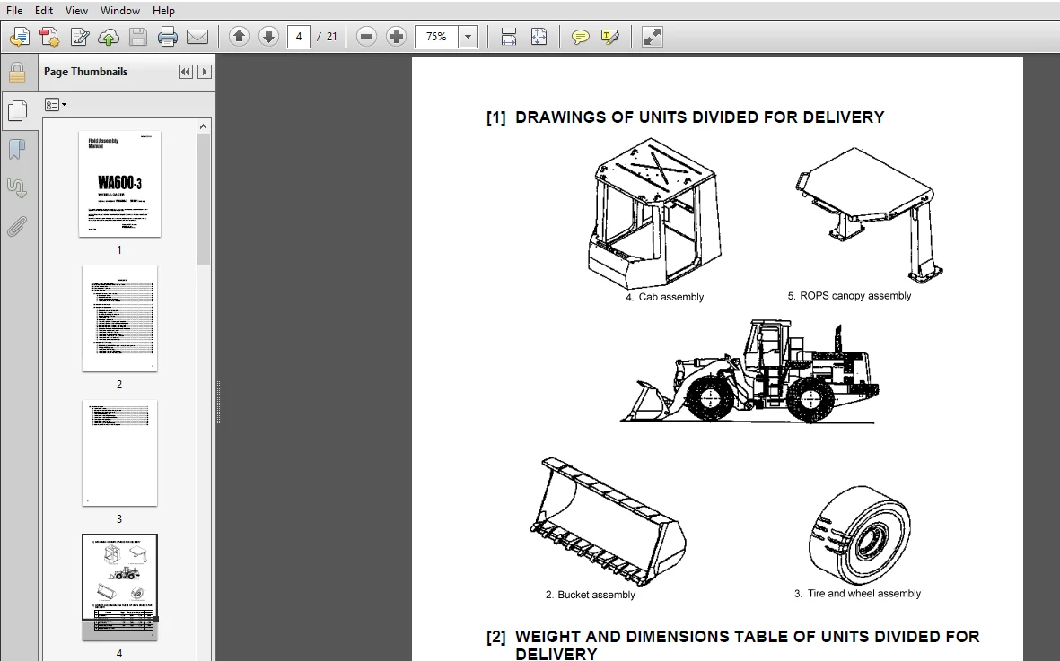 Komatsu Wheel Loader WA600-3 Field Assembly Instruction Manual - PDF Download - Image 2
