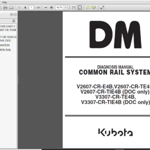 Kubota V2607-CR-E4B,V2607-CR-TE4B, V2607-CR-TIE4B (DOC only), V3307-CR-TE4B, V3307-CR-TIE4B (DOC only) COMMON RAIL System DIAGNOSIS MANUAL- PDF DOWNLOAD